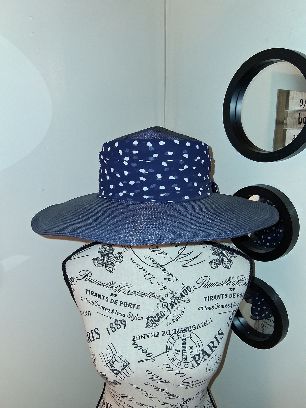 Whittall & Shon Vintage Derby/Church Wide Brim Straw Hat - Picture 4 of 12
